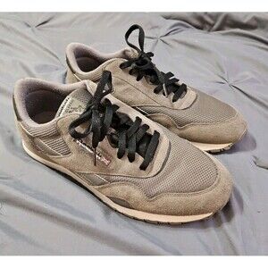 Reebok Classic Leather Sneakers Grey On Grey Mens Size 10.5